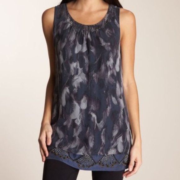 Da-Nang Silk Beaded Tunic Tank Size Large - Picture 1 of 16